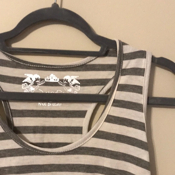 Gray and White Stripe Tank Top/Beach Coverup - Picture 3 of 5